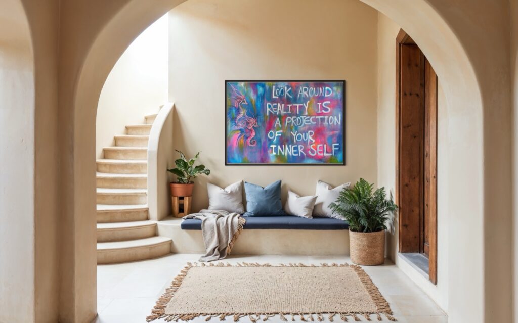 Inner Reflection original painting by Aino Katzir, shown in a living room